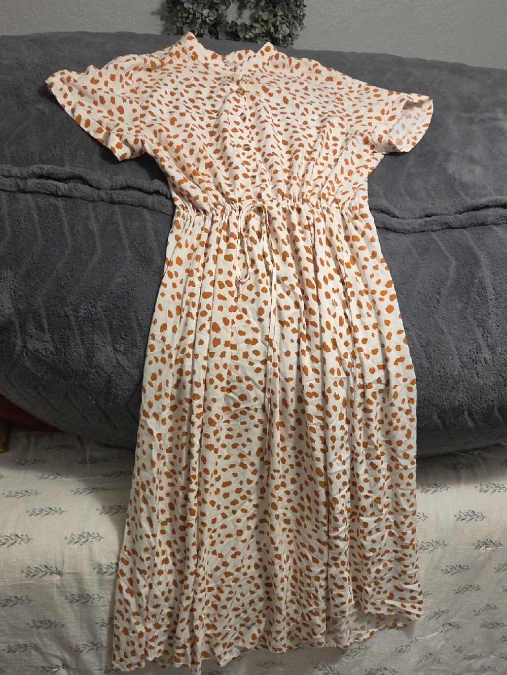 Target White Midi Dress with Tan Spot Print